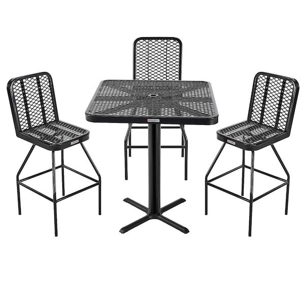 Global Industrial Bar Height Outdoor Dining Set, 36in Square x 42inH Table & 4 Chairs, Black 348121BK - main